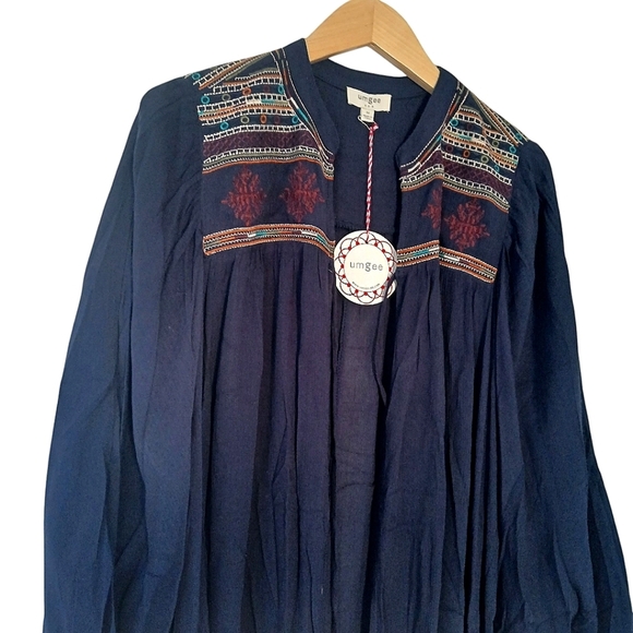 Umgee Tunic Top Kimono Embellished Embroidered Pleated Lightweight Open Front - Picture 9 of 13
